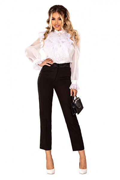 Atmosphere Fashion Pantaloni evazați din satin negru