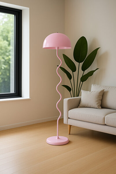 retro home design Mantar Zikzak Model Pembe Renkli Dekoratif Lambader Şık Lüks Salon Yatak Odası Bahçe