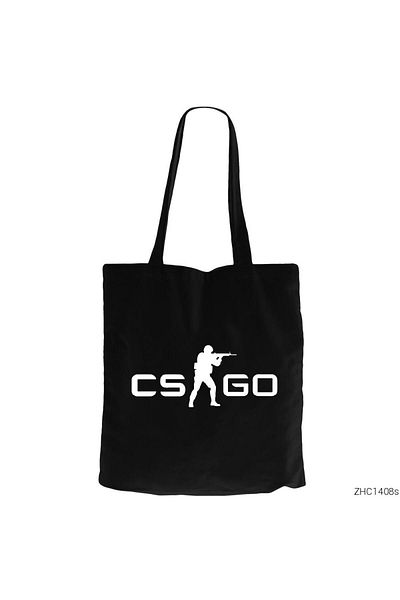 Z zepplin Counter Strike Csgo Logo Black Zippered Cloth Bag Gabardine