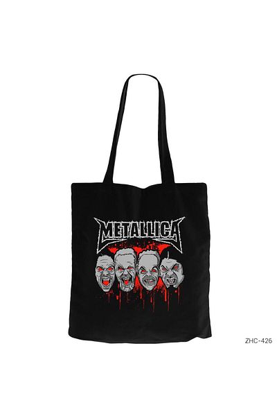 Z zepplin Metallica Group Bloody Black Zippered Cloth Bag Gabardine