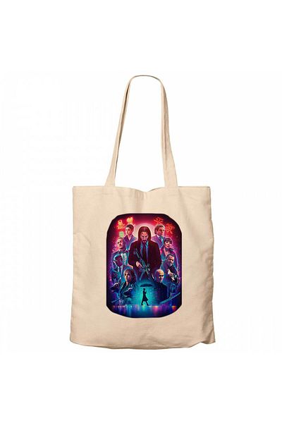 Z zepplin John Wick Poster Cream Zipper Cloth Bag Gabardine