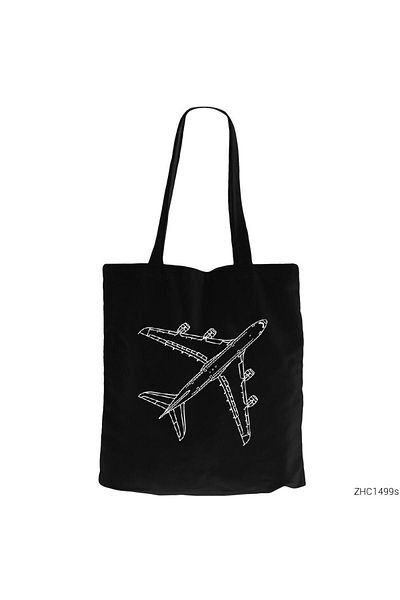 Z zepplin Airbus A380 Top Black Zippered Cloth Bag Gabardine