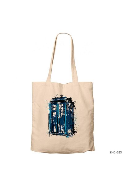 Z zepplin Dr. Who Tardis Splash Cream Zippered Cloth Bag Gabardine