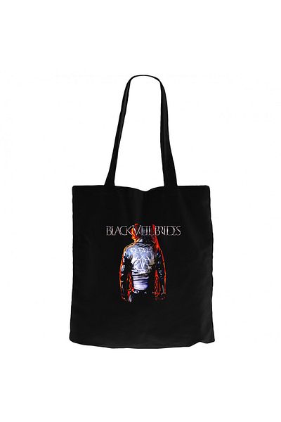 Z zepplin Black Veil Brides Rebels Geantă neagră din pânză cu fermoar Gabardine