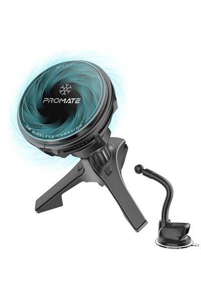 Promate The world's most advanced phone holder and wireless charger with a built-in 15W MagSafe compatible cooler.