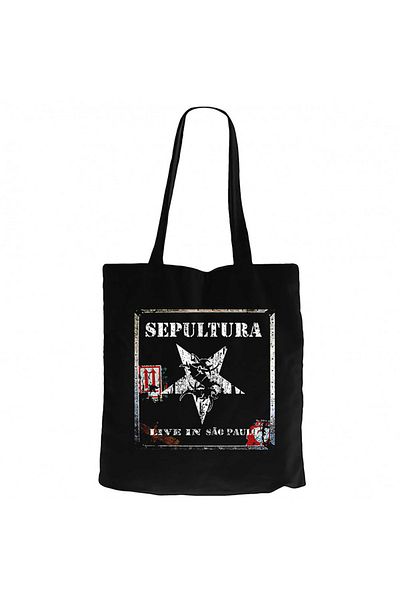 Z zepplin Sepultura Live στο Σαο Πάολο Μαύρη υφασμάτινη τσάντα με φερμουάρ Gabardine