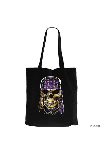 Z zepplin Skull Pirate Μαύρη υφασμάτινη τσάντα με φερμουάρ Gabardine