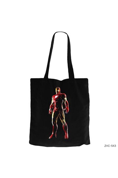 Z zepplin Iron Man Neon Μαύρη υφασμάτινη τσάντα με φερμουάρ Gabardine