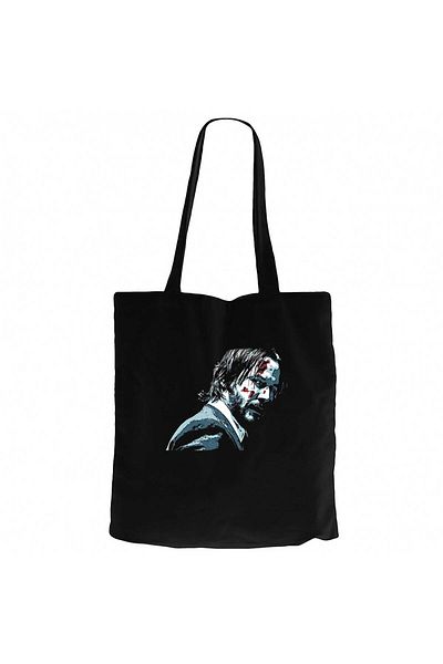 Z zepplin John Wick Face Black Zippered Cloth Bag Gabardine