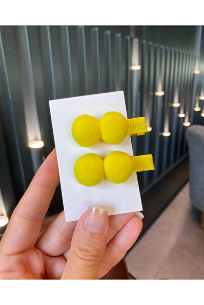 Little Sparkle Co. Sarı Ponponlu Klips Toka Seti 2’li