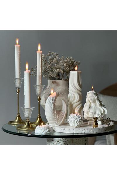 SCA CANDLE Dekoratif mum Dalga+Ay +Kadın+Şamdanlık Mum +Gül Toplam 8 parça
