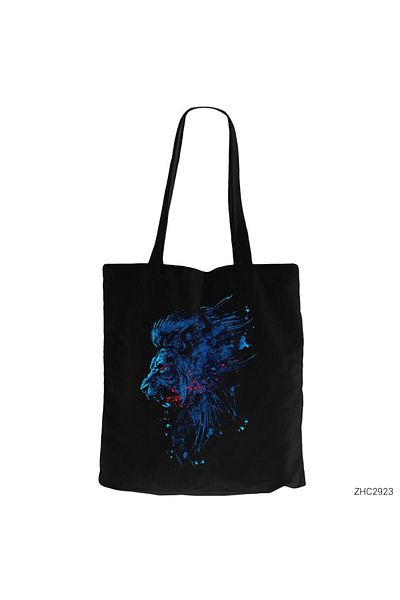 Z zepplin Blue Lion Splash Black Zippered Cloth Bag Gabardine