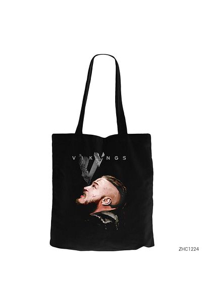 Z zepplin Vikings Ragnar Black Zippered Cloth Bag Gabardine