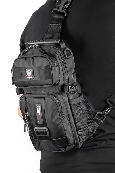 İMAKS Multi-Eye Imperteks Fabric Daily Backpack Cross Chest Hand and Shoulder Bag Unisex Black Body Bag 912