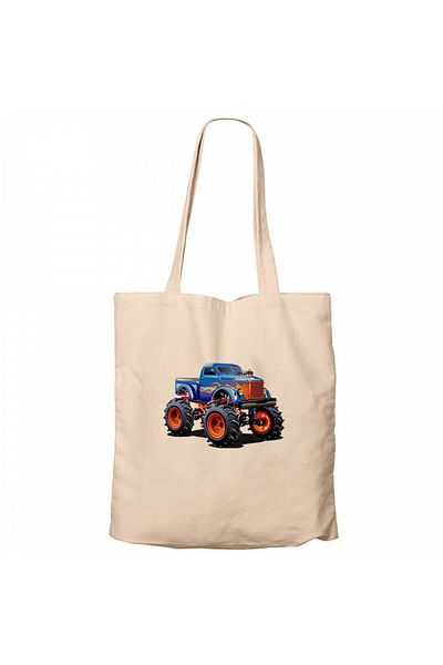 Z zepplin Monster Truck Suv Cream Zipper Cloth Bag Gabardine