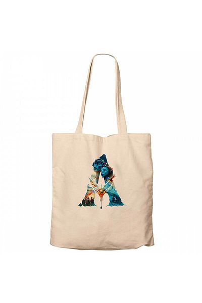 Z zepplin Avatar the Way of Water Silhouette Cream Zippered Cloth Bag Gabardine