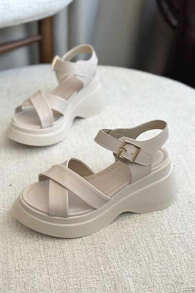 GOFFSHOES Women's Nikita Thick Soled Sandals - Skin Leather