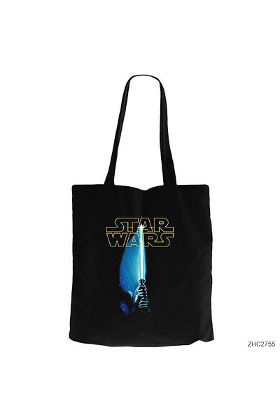 Z zepplin Star Wars Sword and Logo Geantă neagră din pânză cu fermoar Gabardine