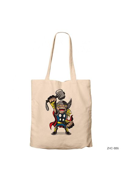 Z zepplin Thor Cartoon Cream υφασμάτινη τσάντα με φερμουάρ Gabardine