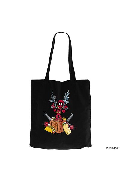 Z zepplin Deadpool Hungry Black Zippered Cloth Bag Gabardine