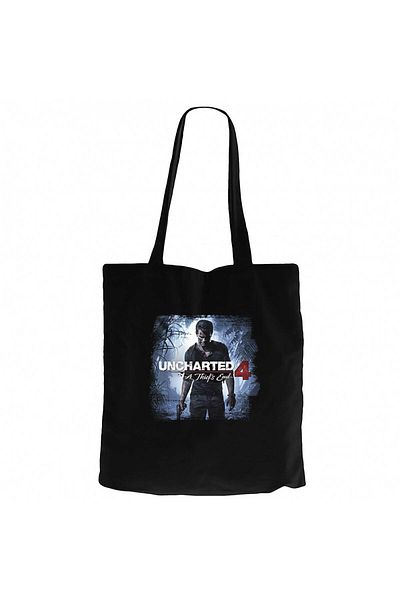 Z zepplin Poster Uncharted 4 Nathan Drake Geantă neagră din pânză cu fermoar Gabardine