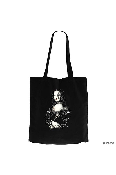 Z zepplin Mona Lisa Black Zippered Cloth Bag Gabardine