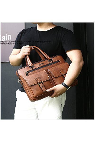 Cyber Men Bag Waterproof Vintager Briefcase Large Satchel Shoulder Bag Rugged Leather Computer Laptop Bag