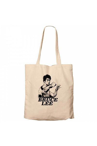 Z zepplin Geantă din pânză cu fermoar Bruce Lee Portrait Cream Gabardine