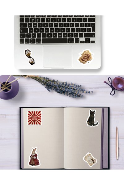 Studio D arte DIY KIT Vintage Journal Sticker Set -2 Agenda Daily Laptop Phone Tablet Label Sticker