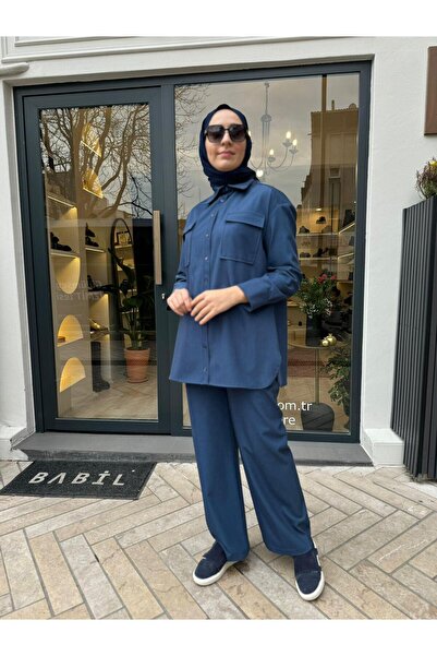 Babil Butik Πουκάμισο Eliza με τσέπες μπλε