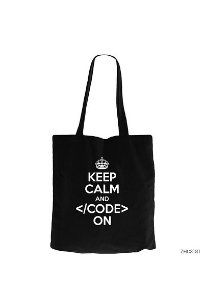 Z zepplin Keep Calm Code Black Zippered Cloth Bag Gabardine
