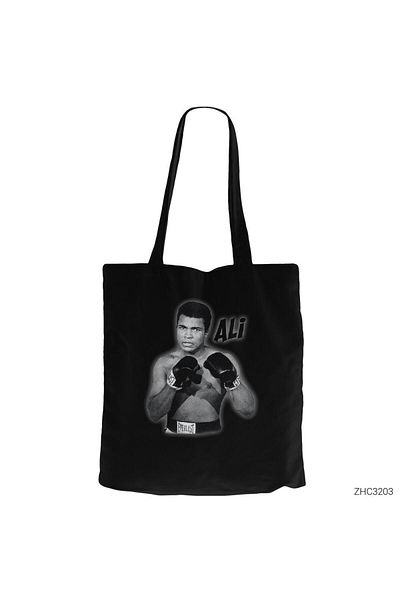 Z zepplin Poster Muhammad Ali Geantă neagră din pânză cu fermoar Gabardine