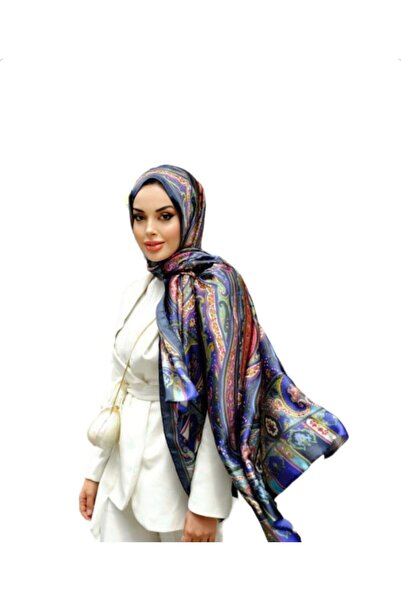 PİRAMİT ETRO VUAL İPEK ŞAL ETNİK DESEN LACİVERT