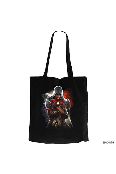 Z zepplin Assassins Creed Θα Συναγάγουμε Μαύρη υφασμάτινη τσάντα με φερμουάρ Gabardine