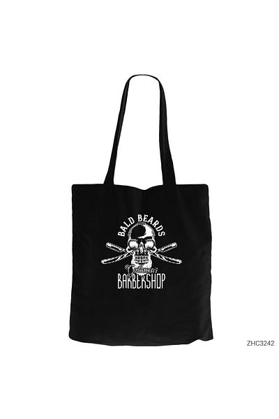 Z zepplin Barbershop Bald Beards Black Zippered Cloth Bag Gabardine