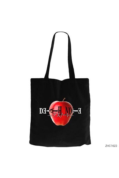 Z zepplin Death Note Apple Μαύρη υφασμάτινη τσάντα με φερμουάρ Gabardine