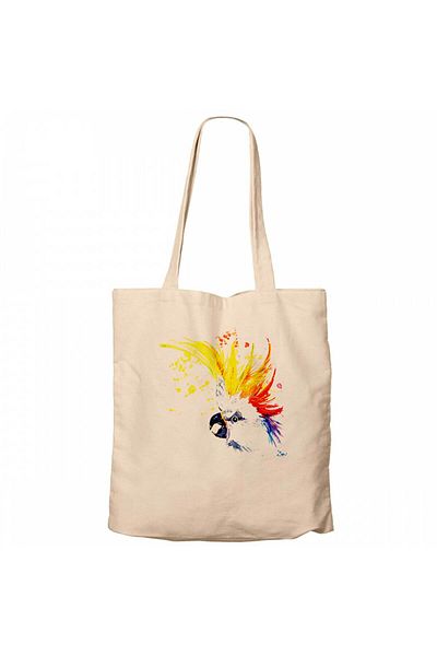 Z zepplin Parrot Watercolor Cream Zippered Cloth Bag Gabardine