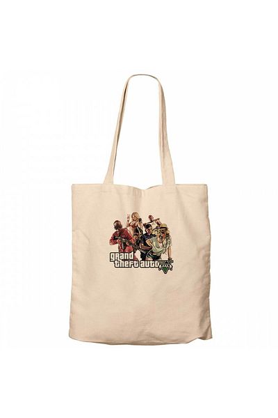 Z zepplin Grand Theft Auto Five Team Cream Zippered Cloth Bag Gabardine