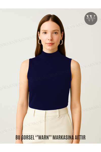 warn Women's Sleeveless Half Neck Turtleneck Body Black White Summer