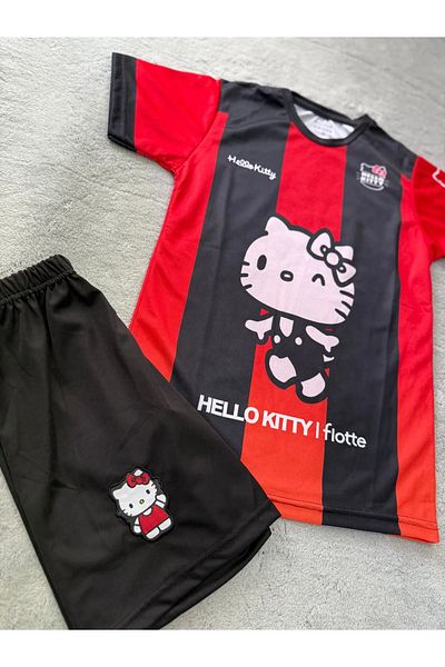 1blood Black Hello Kitty Shorts Kids T-Shirt
