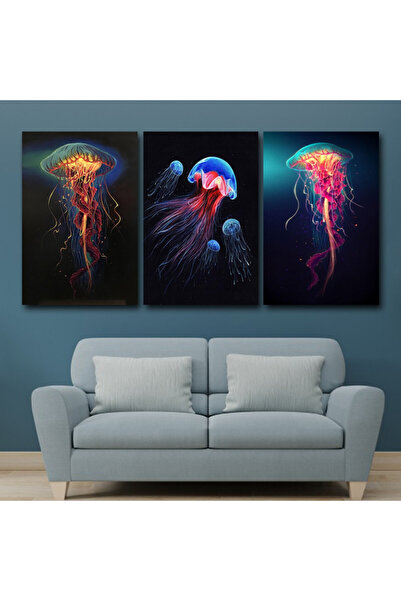 4gdran ثلاث لوحات قماشية بتصميم مودرن مع برواز فضي مجوف