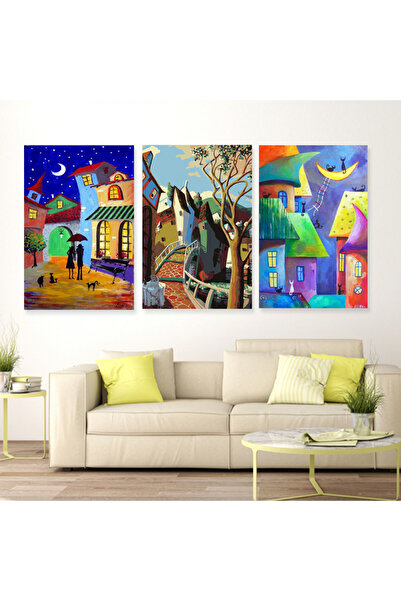 4gdran ثلاث لوحات قماشية بتصميم مودرن مع برواز أسود مجوف