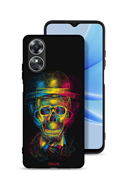 Tolwak غطاء حماية Oppo A17 بتصميم جمجمة وقبعة ملونة وفن خيالي