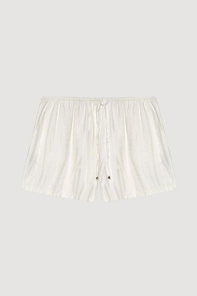 Quzu Thin Tunnel Detailed Shorts Ecru