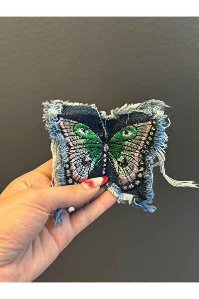 Gönülden Tasarım BRODATĂ BRODATĂ BUTTERFLY JEANS ARMĂ 11X9 CM