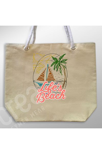 Crea Eymer Wear Καλοκαιρινή τσάντα παραλίας βαμβακερή σιλουέτα Ataturk και υπογραφή