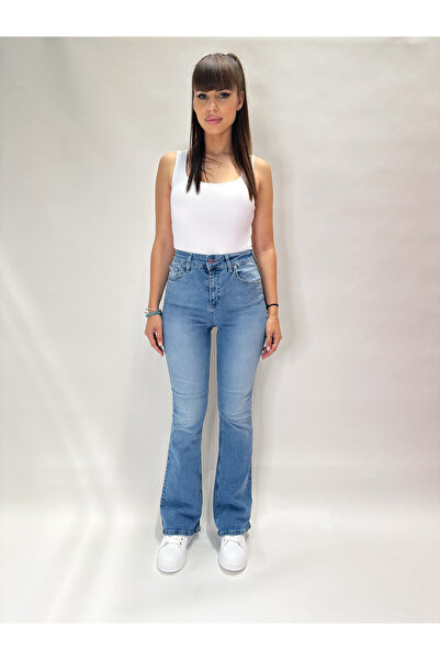 IFASTFASHION Blugi evazați cu talie înaltă și aspect prespălat