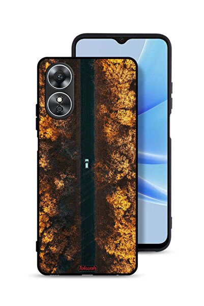 Tolwak غطاء حماية لهاتف Oppo A17 بتصميم طريق في أشجار الخريف