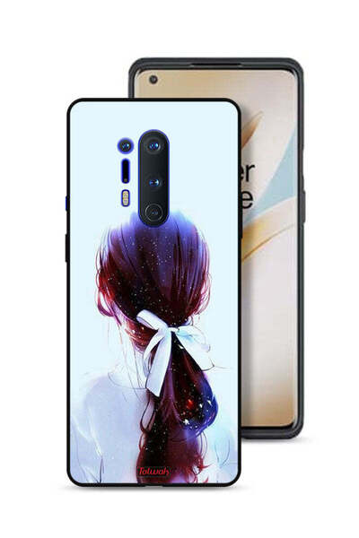 Tolwak غطاء حماية لهاتف OnePlus 8 Pro بتصميم ربطة شعر مع رباط شعر وفن فتاة