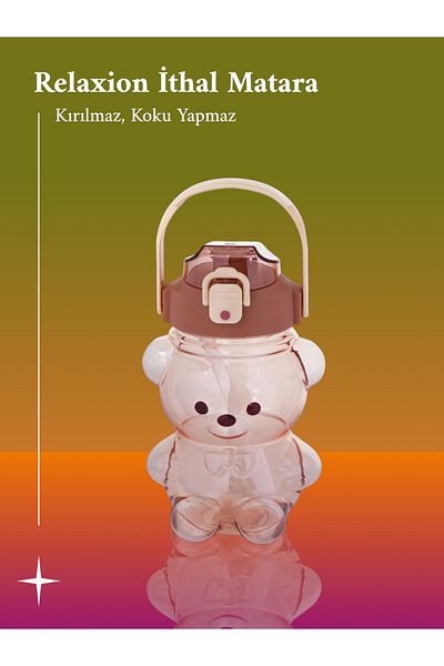 Relaxion Matte Flask with Neck Hanger, Gift, Imported Luxury Brown Teddy Bear 1100 ml (449)